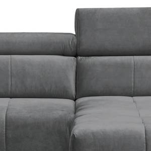 Ecksofa Lambari Samt - Grau - Longchair davorstehend rechts