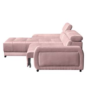 Hoekbank Lambari fluweel - Mauve - Longchair vooraanzicht links