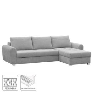 Ecksofa Lages Microfaser - Lichtgrau - Longchair davorstehend rechts