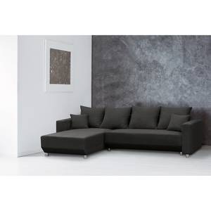 Ecksofa Logarto Microfaser - Dunkelgrau - Longchair davorstehend links