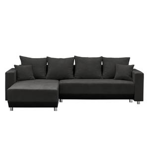 Ecksofa Logarto Microfaser - Dunkelgrau - Longchair davorstehend links