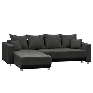 Ecksofa Logarto Microfaser - Dunkelgrau - Longchair davorstehend links