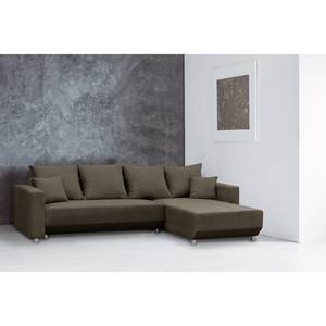 Ecksofa Logarto Microfaser - Latte Macchiato - Longchair davorstehend rechts