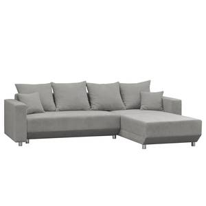 Ecksofa Logarto Microfaser - Lichtgrau - Longchair davorstehend rechts