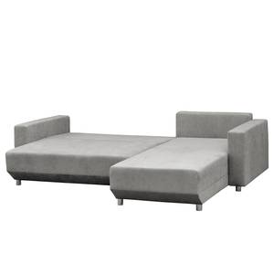 Ecksofa Logarto Microfaser - Lichtgrau - Longchair davorstehend rechts