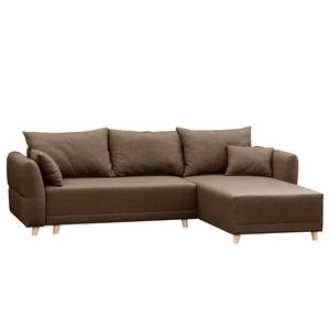 Ecksofa Jardins Strukturstoff - Braun - Longchair davorstehend rechts