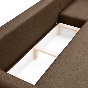 Ecksofa Jardins Strukturstoff - Braun - Longchair davorstehend rechts