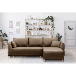 Ecksofa Jardins Strukturstoff - Braun - Longchair davorstehend rechts