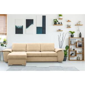 Hoekbank Labate geweven stof - Beige - Longchair vooraanzicht links