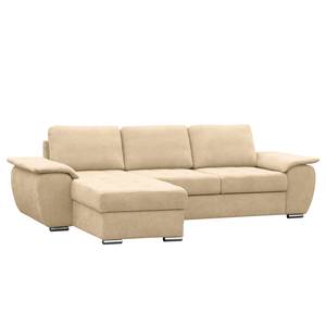 Hoekbank Labate geweven stof - Beige - Longchair vooraanzicht links