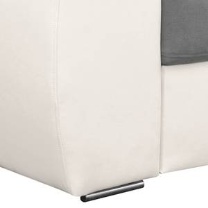 Canapé d’angle Jurua Microfibre / Imitation cuir - Blanc / Gris clair - Méridienne courte à droite (vue de face)