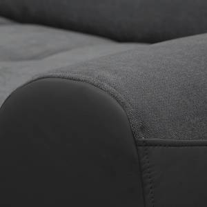 Ecksofa Jurua Microfaser / Kunstleder - Schwarz / Dunkelgrau - Longchair davorstehend links