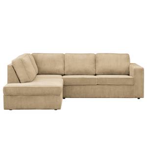 Ecksofa Jacuma Cord - Beige - Ottomane davorstehend links