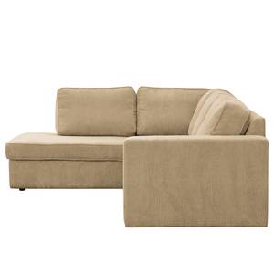 Ecksofa Jacuma Cord - Beige - Ottomane davorstehend links