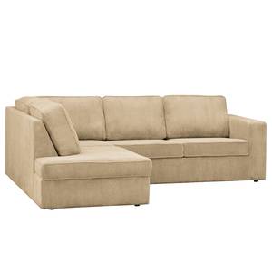 Ecksofa Jacuma Cord - Beige - Ottomane davorstehend links