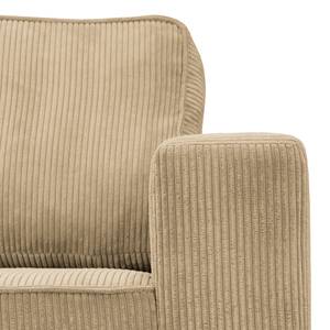 Ecksofa Jacuma Cord - Beige - Ottomane davorstehend links