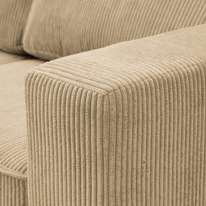 Ecksofa Jacuma Cord - Beige - Ottomane davorstehend links