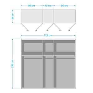 Drehtürenschrank Mainau Weiß - 225 x 236 cm