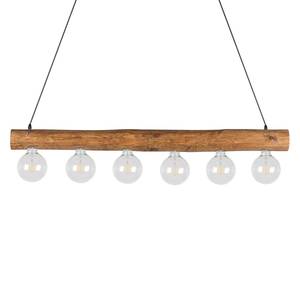 Hanglamp Trabo Simple staal/massief grenenhout - Amberkleurig grenenhout - Aantal lichtbronnen: 6