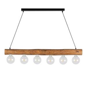 Hanglamp Trabo Simple staal/massief grenenhout - Amberkleurig grenenhout - Aantal lichtbronnen: 6