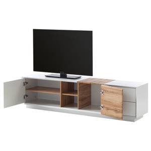 Mobile TV Crecora Bianco / Rovere tagliato trasversalmente