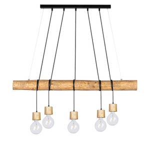 Hanglamp Trabo Pino staal/massief grenenhout - Amberkleurig grenenhout - Aantal lichtbronnen: 5