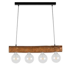 Hanglamp Trabo Simple staal/massief grenenhout - Amberkleurig grenenhout - Aantal lichtbronnen: 4