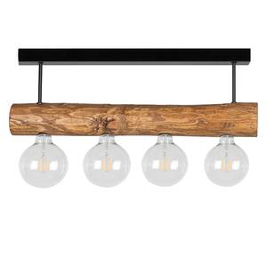 Plafondlamp Trabo Simple staal/massief grenenhout - 4 lichtbronnen - Amberkleurig grenenhout
