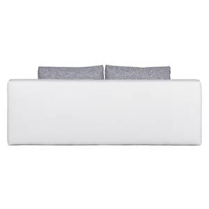 Slaapbank Girard met chroomstrip kunstleer/structuurstof - Wit/grijs