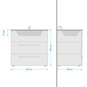 Meuble avec vasque Melville I Imitation chêne de Sonoma - Largeur : 80 cm