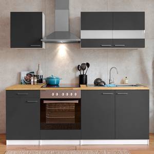 Küchenzeile Andrias I Inklusive Elektrogeräte - Grau - Breite: 210 cm - Glaskeramik