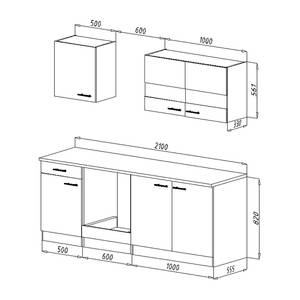 Küchenzeile Andrias I Inklusive Elektrogeräte - Weiß - Breite: 210 cm - Glaskeramik
