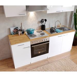 Küchenzeile Andrias I Inklusive Elektrogeräte - Weiß - Breite: 210 cm - Kochplatte