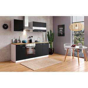 Küchenzeile Andrias I Inklusive Elektrogeräte - Schwarz - Breite: 210 cm - Glaskeramik