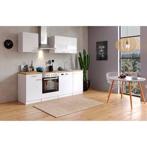 Küchenzeile Andrias I Inklusive Elektrogeräte - Weiß - Breite: 220 cm - Glaskeramik
