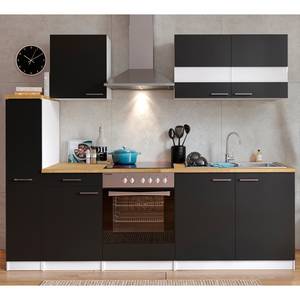 Küchenzeile Andrias II Inklusive Elektrogeräte - Schwarz - Breite: 240 cm - Glaskeramik