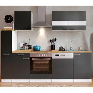 Küchenzeile Andrias II Inklusive Elektrogeräte - Grau - Breite: 250 cm - Glaskeramik