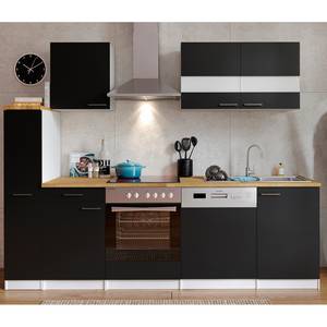 Keukenblok Andrias II Inclusief elektrische apparaten - Zwart - Breedte: 250 cm - Glas-keramisch