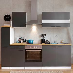 Küchenzeile Andrias II Inklusive Elektrogeräte - Grau - Breite: 240 cm - Glaskeramik