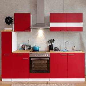 Keukenblok Andrias I Inclusief elektrische apparaten - Rood - Breedte: 240 cm - Glas-keramisch