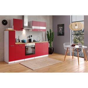 Küchenzeile Andrias II Inklusive Elektrogeräte - Rot - Breite: 240 cm - Glaskeramik