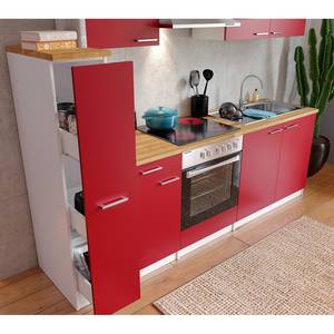 Küchenzeile Andrias II Inklusive Elektrogeräte - Rot - Breite: 240 cm - Glaskeramik
