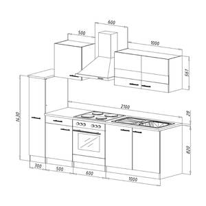 Keukenblok Andrias I Inclusief elektrische apparaten - Rood - Breedte: 240 cm - Glas-keramisch