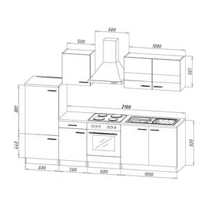 Cuisine Andrias III Blanc / Noyer - Largeur : 270 cm - Plaque de cuisson - Avec électroménager