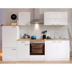 Küchenzeile Andrias III Weiß / Nussbaum Dekor - Breite: 270 cm - Glaskeramik - Mit Elektrogeräten