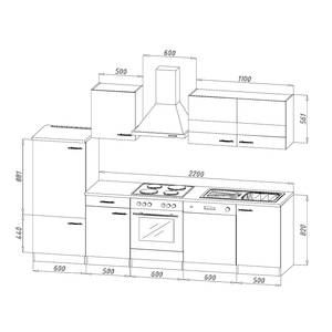 Keukenblok Andrias III Inclusief elektrische apparaten - Wit/notenboomhouten look - Breedte: 280 cm - Glas-keramisch - Met elektrische apparatuur