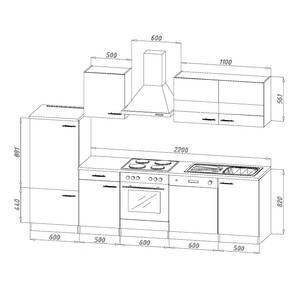 Keukenblok Andrias III Inclusief elektrische apparaten - Rood/notenboomhouten look - Breedte: 280 cm - Glas-keramisch - Met elektrische apparatuur