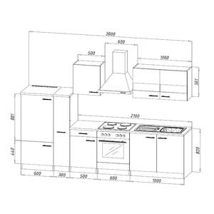 Küchenzeile Andrias IV Inklusive Elektrogeräte - Grau - Breite: 300 cm - Glaskeramik