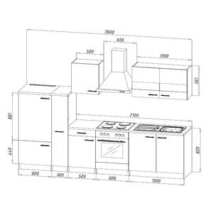 Keukenblok Andrias IV Inclusief elektrische apparaten - Wit - Breedte: 300 cm - Glas-keramisch