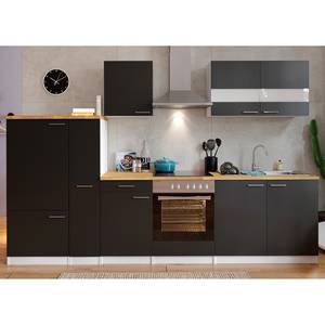 Cuisine équipée Andrias IV Avec appareils électroménagers inclus - Noir - Largeur : 300 cm - Vitrocéramique